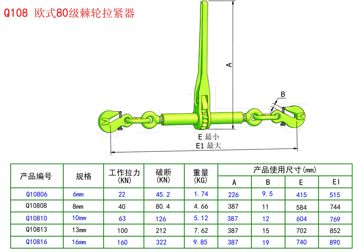 80級(jí)歐式棘輪拉緊器